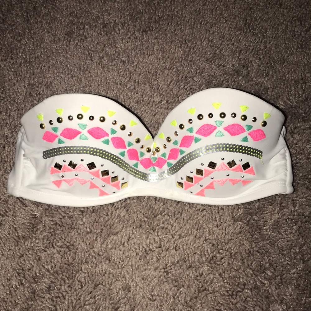 Strapless bandeau swim top XS